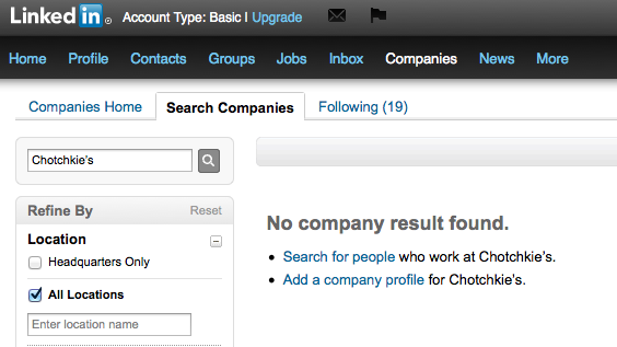LinkedIn No Company Found