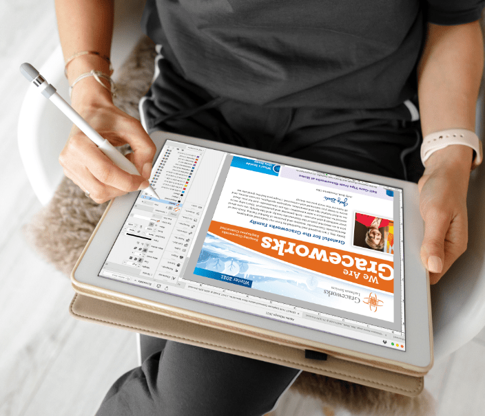 Ohlmann Group artist designs on a tablet