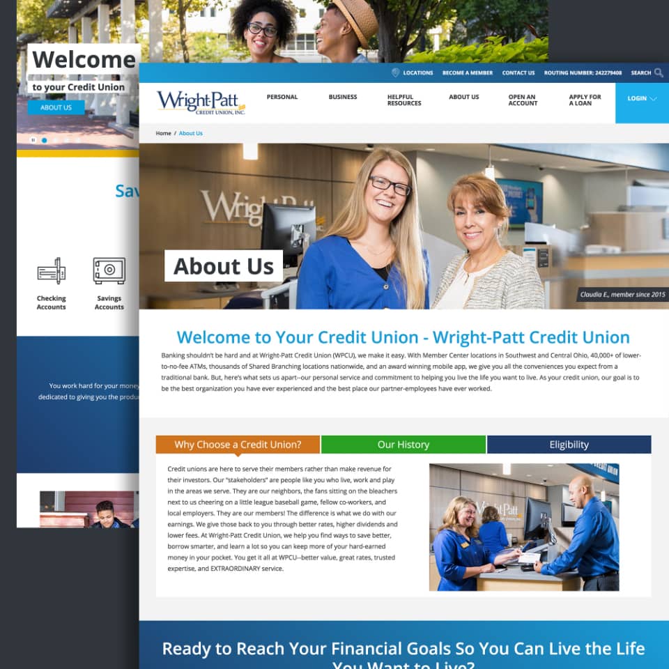 Wright-Patt Credit Union website screenshots
