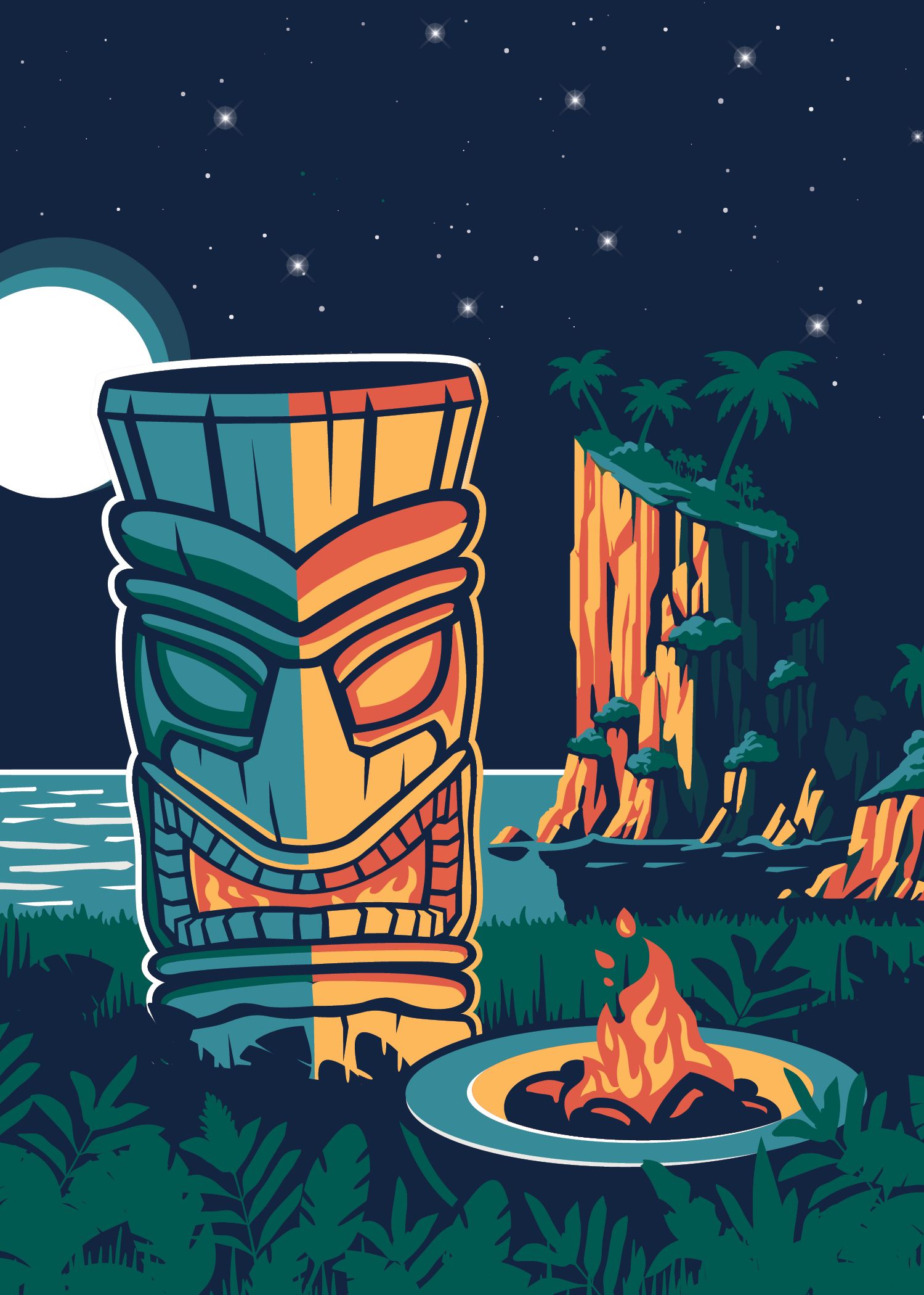 Illustration of tiki theme